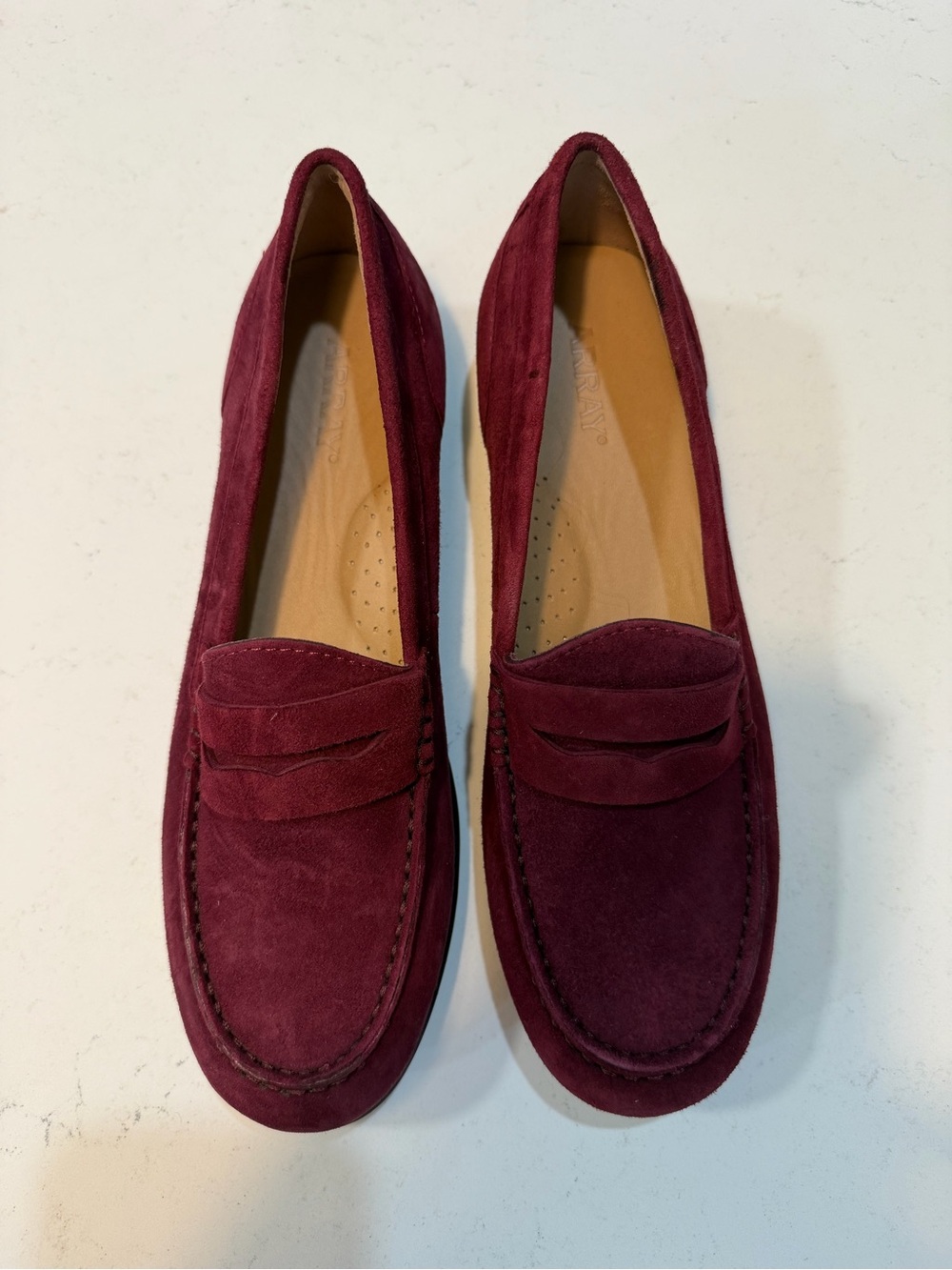 Array Burgundy Suede Penny Loafers - Women